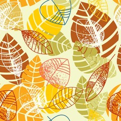 Poster - Autumnal leaves seamless background
