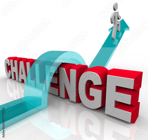 Fotografie, Obraz Jumping Over a Challenge to Achieve Success
