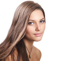Wall Mural - beautiful girl's face.isolated on white
