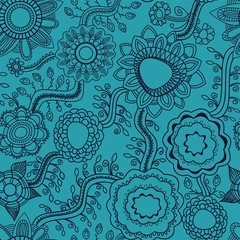 Poster - Floral seamless background line work