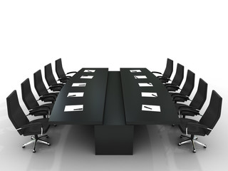 Wall Mural - conference table and chairs with papers and pens