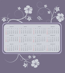 Wall Mural - 2011 vector calendar with hibiscus floral ornaments
