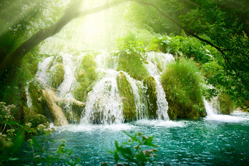Canvas Print - waterfall in deep forest