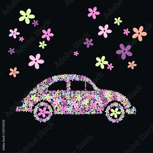 Naklejka ścienna flower car