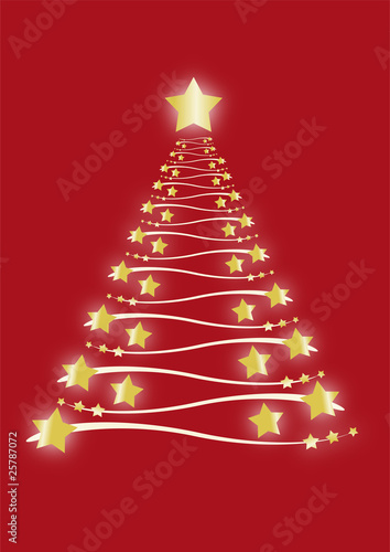 Arbol De Navidad Dorado Con Estrellas Stock Vector Adobe Stock