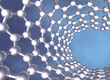 silver reflective nanotube structure on blue background