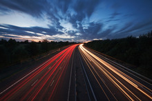 Light Trails On A Motorway At Dusk