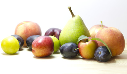 Fresh fruits on white background