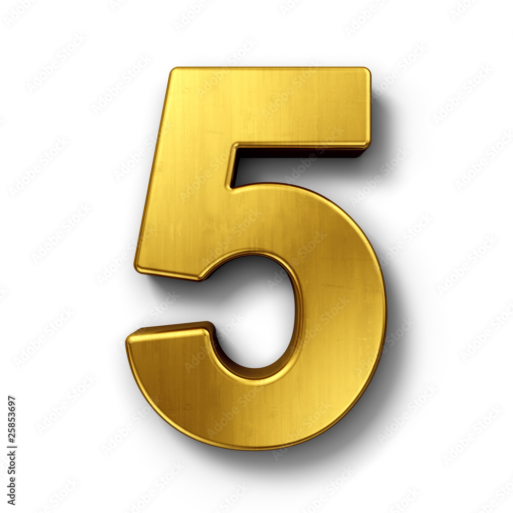 The number 5 in gold Stock Illustration | Adobe Stock