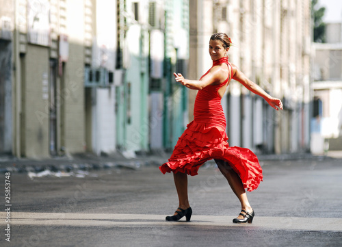 Obraz na płótnie canvas dwuczęściowy "dyptyk" Tancerka flamenco czerwona sukienka ruch