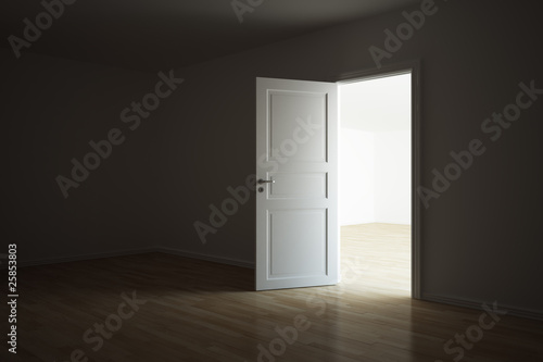 Empty room with a open door
