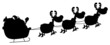 © HitToon.com - Black Silhouette Of Santa And A Reindeers Flying In A Sleigh