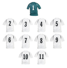 Football shirts formed as a team