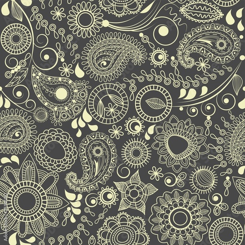 Tapeta ścienna Kwiatowy bezszwowe tło, motyw Paisley