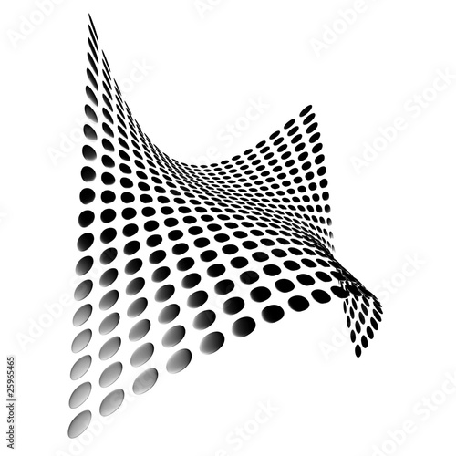 metallic rounded plates form a wave on a white