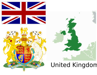 Wall Mural - United kingdom flag national emblem map