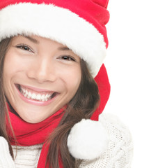 Wall Mural - Christmas woman smiling portrait closeup