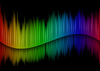 Colorful Sound waveform (editable vector) on black