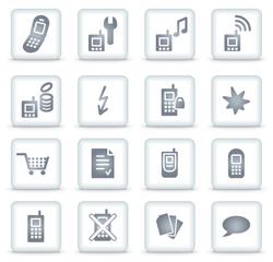 Poster - Mobile phone vector web icons, white square buttons