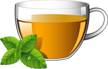 Glass Cup Of Tea With Mint Leaves