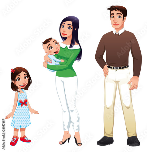 Human family with mother, father and children.