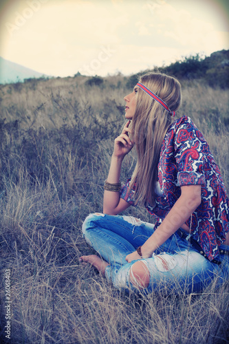 Fototapeta na wymiar thoughtful girl