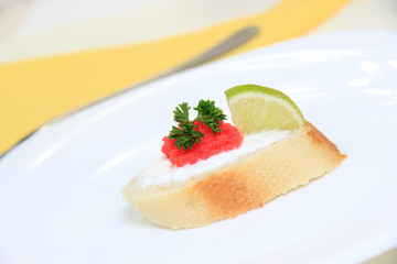 Tasty delicious caviar sandwich