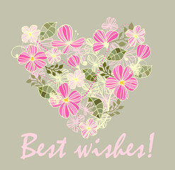 Poster - Beautiful card with floral heart