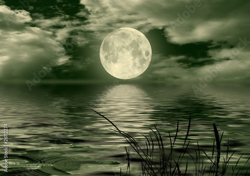 Obraz w ramie Full moon image with water