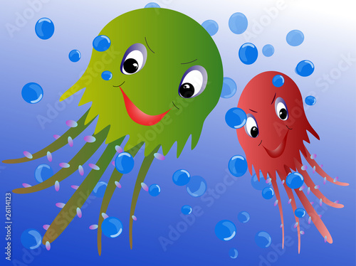 Tapeta ścienna Dwa uśmiechnięte jellyfishes