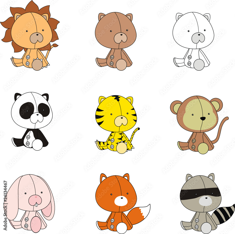baby animals cartoon set Stock Vector | Adobe Stock