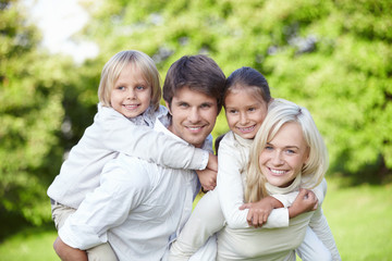 Wall Mural - Young families with children outdoors