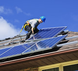 Fototapeta Dmuchawce - Solar panel installation