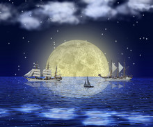 Mondlicht Auf Dem Meer