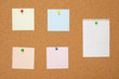 © pabijan - Bulletin board wich memo cards and white sheet of paper
