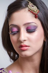 Closeup portrait of a beautiful indian bride