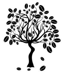 Sticker - Coffee tree, vector