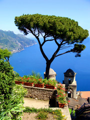 Wall Mural - Amalfi Coast view from the cliffside town of Ravello, Italy