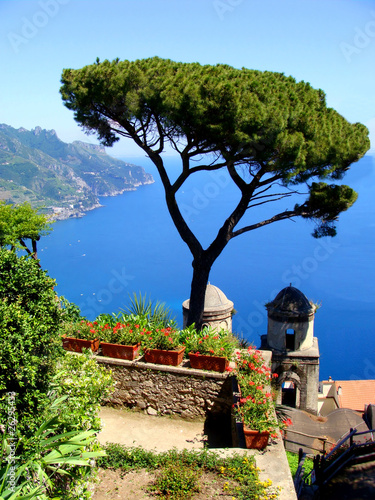 Fototapeta na wymiar Amalfi Coast view from the cliffside town of Ravello, Italy