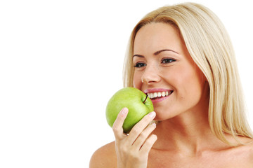 Poster - woman eat green apple