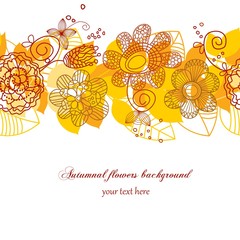 Poster - Autumnal flowers seamless pattern