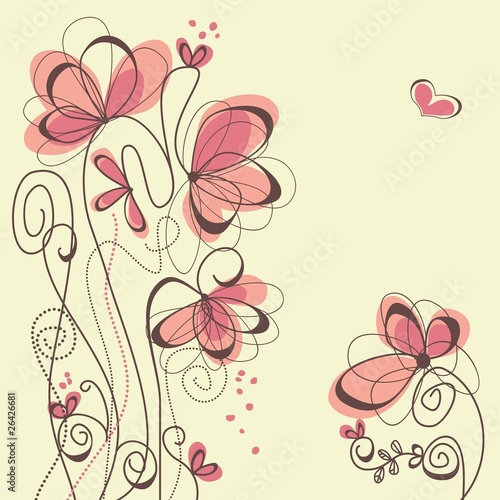 Naklejka - mata magnetyczna na lodówkę Cute floral background