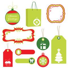 Sticker - red and green christmas tags