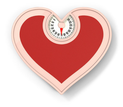 Lovely scale, diet concept, heart shaped scale