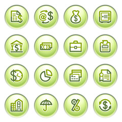 Poster - Finance icons on gray buttons.