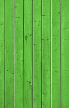 Wall Of Pine Green Wood Board. Lining Closeup, Frontally.