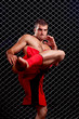 © Nicholas Piccillo - Mixed martial artist posed in front of chain link