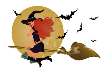 Halloween witch, vector illustration