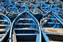Blue Fishing Boats In Essaouira (Morocco)
