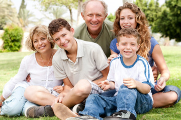 Portrait of happy family of five